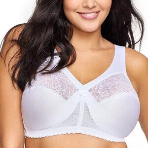 Size 54D White Glamorise MagicLift Wireless Support Bra 1000 Wire Free CH490